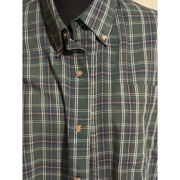NorthCrest Men Size L Blue Green Plaid Button Down Collar utility holiday career - Picture 4 of 4